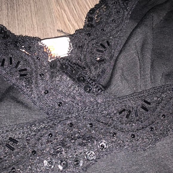 y2k lacey black tank with sequin and beading details - Picture 4 of 4